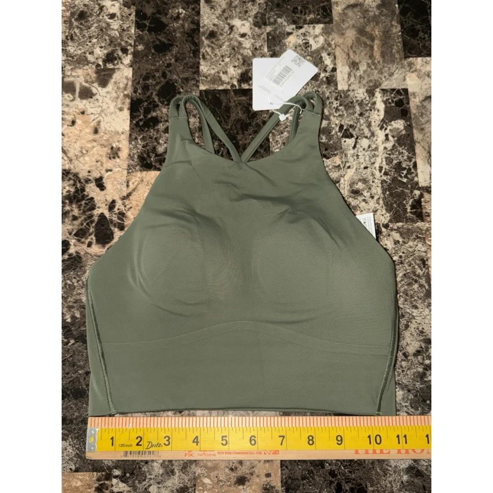 LULULEMON LIKE A CLOUD HIGH NECK LONG LINE BRA B/C MEDIUM OLIVE COLOR SIZE 4 NWT